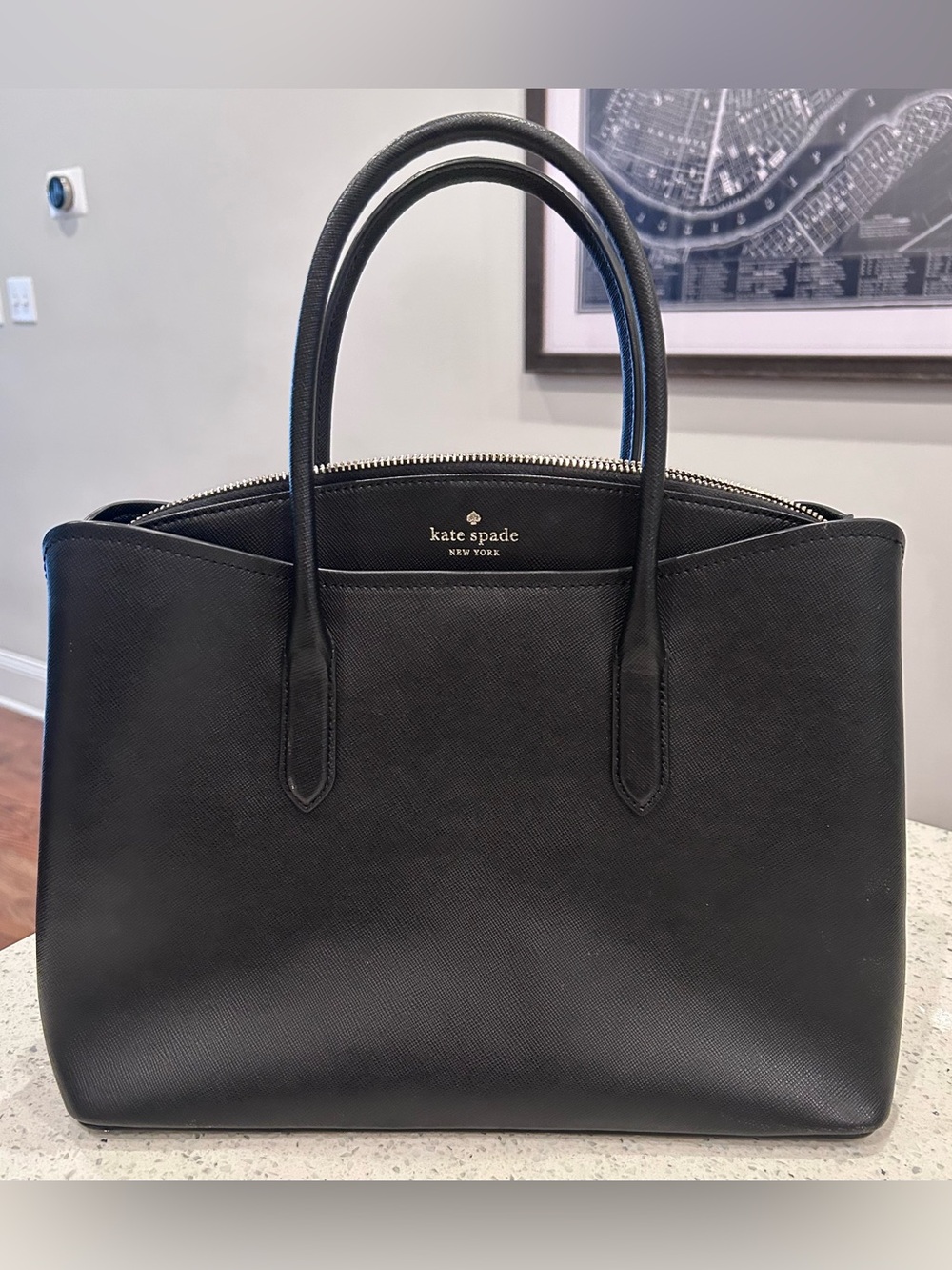 kate spade Black Saffiano Leather Satchel Tote